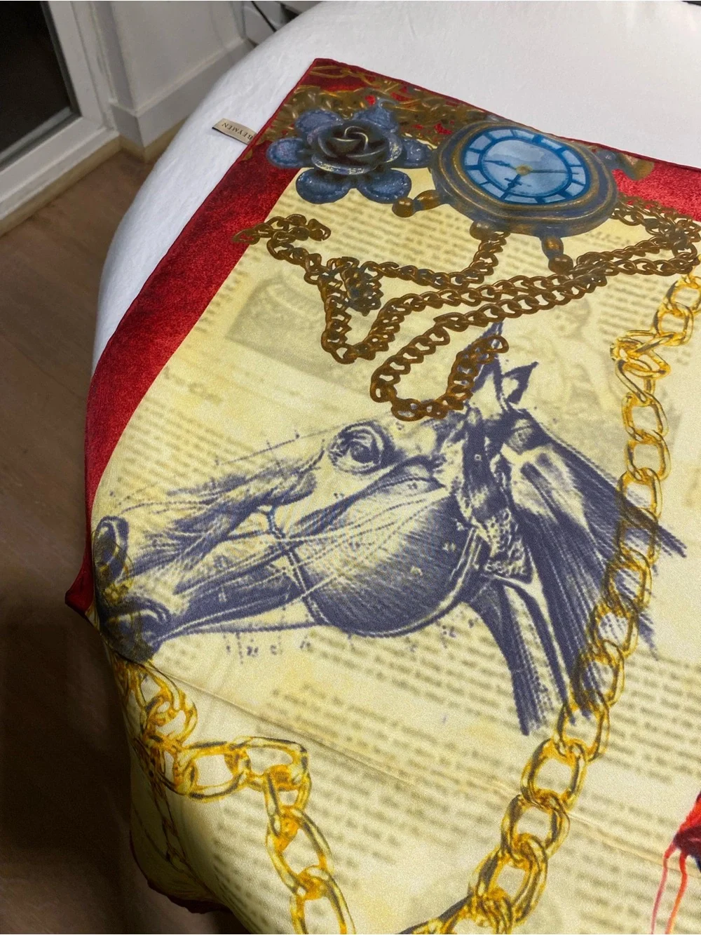 Designers Originals Red & Cream Chain-Print Silk Scarf